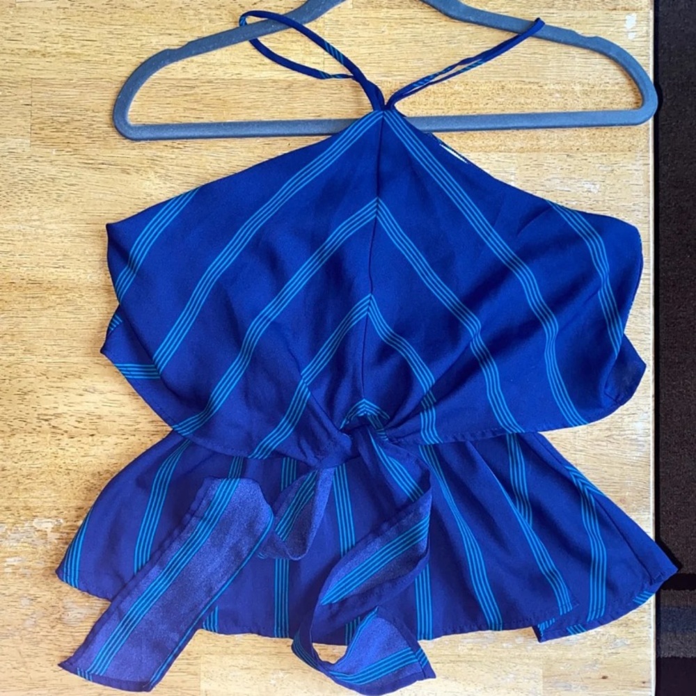 Blue spaghetti strap blouse